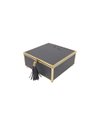 Ver imagem 1 de Caixa Decorativa Quadrada de Vidro e Couro Sintético Preto e Dourado 15cm Paris Luz