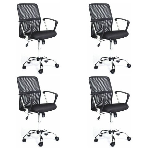 Kit 4 Cadeiras de Escritorio Diretor Tela Mesh Comfort Preto