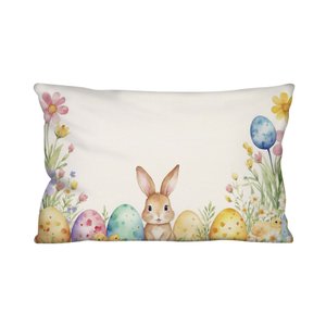 Capa de Almofada Decorativa Jardim de Páscoa 100% Algodão para Sofá- 30x50cm