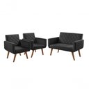 Ver imagem 1 de Conjunto Anabelle 2 Poltronas de 1 Lugar 1 Poltrona 2 Lugares Braço Unidecor Preto