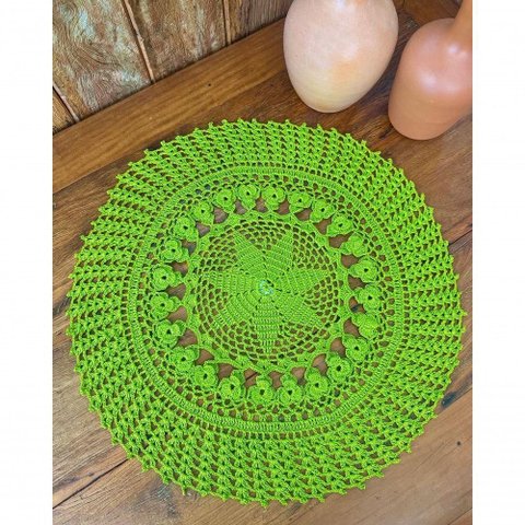 Toalha de Mesa Redonda Primavera Lisa 60cm Verde Pistache Artesanal