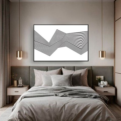 Quadro Decorativo Abstrato Linhas Pretas