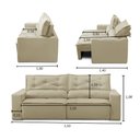 Ver imagem 3 de Sofá Retrátil e Reclinável 3 lugares com Molas 1,50m Laura Suede Bege Madelina