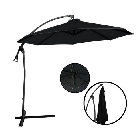 Ombrelone Lateral Suspenso 3 Metros Jardim com Base e Manivela Importway Iwoblb-300