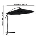 Ver imagem 2 de Ombrelone Lateral Suspenso 3 Metros Jardim com Base e Manivela Importway Iwoblb-300