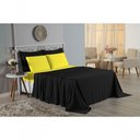 Ver imagem 4 de Jogo de Cama Casal Viúva Nobre 4 Peças Malha 100% Algodão - Preto / Amarelo