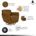 Ver imagem 3 de Kit 2 Poltronas Decorativas Valentina Sala de Estar Giratória Couro Caramelo Manchado G40 - Gran Bel