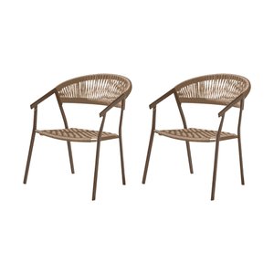 Kit 2 Cadeiras Duda com Braço em Aluminio e Corda Nautica Bege