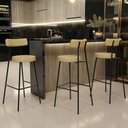 Ver imagem 2 de Kit 03 Banquetas Alta Bar Cozinha Sala De Jantar Estrutura Em Aço Milão L02 Couríssimo Fendi - Lyam 
