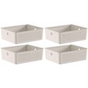Ver imagem 1 de Kit 4 Caixas Organizadoras ou Multiuso 12L Bege Flow 34x27x13cm Lavanderia Closet Banheiro