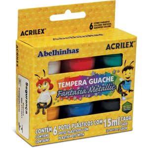 Tinta Guache 015ml 06 Cores Fantasia Metal
