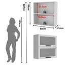 Ver imagem 4 de Armário Aéreo 2 Portas Vidro Basculantes 80cm TM1312 MDF Grazi Branco