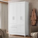 Ver imagem 2 de Guarda-roupa Madri Pequeno Quarto 4 Portas 2 Gavetas Branco com Rosa Azul e Lilas
