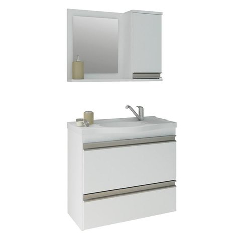 Gabinete de Banheiro com Cuba e Espelheira Grecia 65cm Branco - Mgm