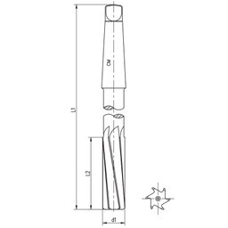 Alargador Máquina - Med. 22 Mm - Haste Cone Morse, Dente Helicoidal, Corte À Direita, Tolerância H7, - 2