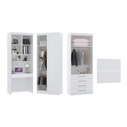 Guarda Roupa Modulado Solteiro de Canto com Escrivaninha Alpes Luciane M04 - Azul - 2