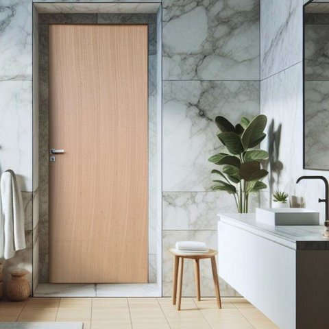 Kit Porta de Madeira Lisa Angelim 210x82cm Batente 18cm Uniportas Abertura Esquerda Marrom