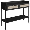 Ver imagem 1 de Aparador para Sala de Estar 2 Gavetas Pés Madeira Moss A03 Nero Preto - Lyam Decor