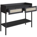 Ver imagem 6 de Aparador para Sala de Estar 2 Gavetas Pés Madeira Moss A03 Nero Preto - Lyam Decor