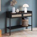 Ver imagem 2 de Aparador para Sala de Estar 2 Gavetas Pés Madeira Moss A03 Nero Preto - Lyam Decor
