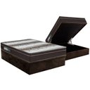 Ver imagem 1 de Cama Box Baú Casal: Colchão Ortopédico Ortobom Light + Base CRC Suede Marrom(138x188)