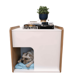 Mesa de Cabeceira Cama Pet Cães 45x45x40 Branco e Madeirado - 3