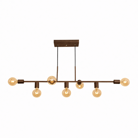 Pendente Ciciliano Aluminio Teto e27 7 Luzes Lumini Lab - Marrom Fosco