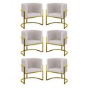 Ver imagem 1 de Kit 6 Cadeiras Poltrona Lua Veludo Sala Quarto Gold Balaqui Cor:bege