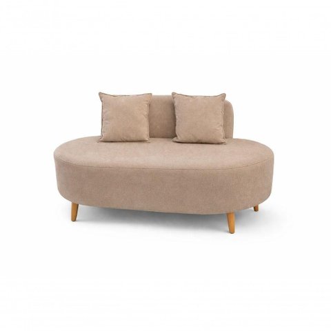 Sofá Feijão 2 Lugares 115cm Bege Suede do Lar