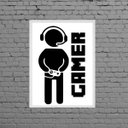 Ver imagem 1 de Quadro Decorativo Gamer 24x18cm - com vidro:Madeira branca