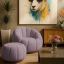 Ver imagem 5 de Poltrona Decorativa Orgânica Fixa com Puff Nuvem Boucle Rose com Apoio para Os Pés Loja Sheep
