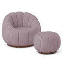 Ver imagem 1 de Poltrona Decorativa Orgânica Fixa com Puff Nuvem Boucle Rose com Apoio para Os Pés Loja Sheep