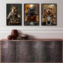 Ver imagem 1 de Kit 3 Quadros Cães Motociclistas 24x18cm - com Vidro:madeira Branca