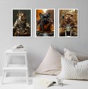Ver imagem 2 de Kit 3 Quadros Cães Motociclistas 24x18cm - com Vidro:madeira Branca