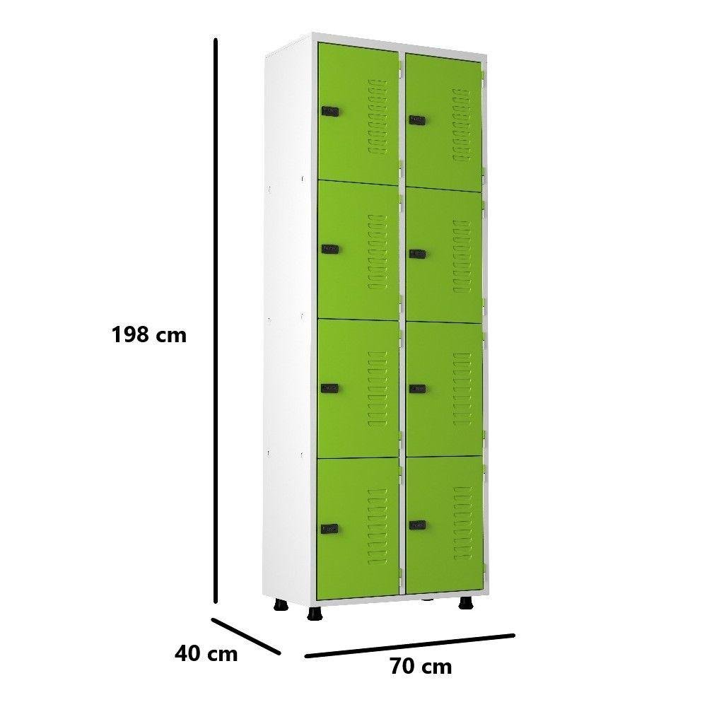 Armário Roupeiro Aço 8 Portas Academia Guarda Volume Ea702 Verde - 2