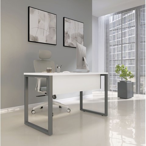 Mesa Madeira M134/60P25TUB 134cm Industrial Branco e Grafito Cinza