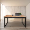 Ver imagem 2 de Mesa de Escritório Tampo Grosso Mdf e Ferro 1,50m Canela/preto