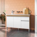 Ver imagem 1 de Balcão de Pia Ambiente Tatiane 120cm Amêndoa Branco - Ajl