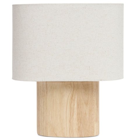 Abajur / Luminária Bivolt 110/220V em Madeira e Linho -Mart