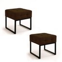 Ver imagem 2 de Puff Sala Decorativo Industrial Kit 2 Elisa Suede Marrom D03 - D’Rossi