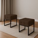 Ver imagem 1 de Puff Sala Decorativo Industrial Kit 2 Elisa Suede Marrom D03 - D’Rossi