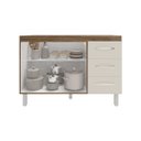 Ver imagem 5 de Balcão Armário Gabinete para Pia de Cozinha 118 Cm Bruna 2 Portas e 3 Gaveta Savana Off White