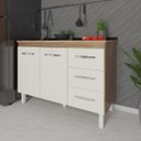 Ver imagem 3 de Balcão Armário Gabinete para Pia de Cozinha 118 Cm Bruna 2 Portas e 3 Gaveta Savana Off White