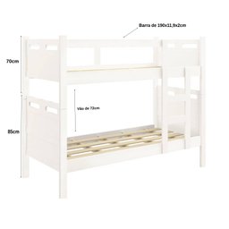 Beliche com 2 Colchões Cama Solteiro Jaspe em MDF cor:Branco - 5