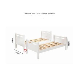 Beliche com 2 Colchões Cama Solteiro Jaspe em MDF cor:Branco - 4