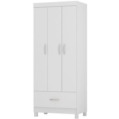 Guarda-Roupa Solteiro 3 Portas 1 Gaveta 182 cm Priscila Branco