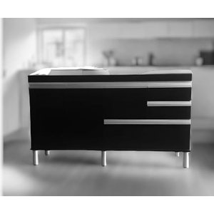 Balcão Gabinete sem Tampo para Pia de 150cm Preto Fosco Frente Fabricado Totalmente em Mdf15mm