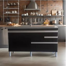 Balcão Gabinete sem Tampo para Pia de 150cm Preto Fosco Frente Fabricado Totalmente em Mdf15mm - 2