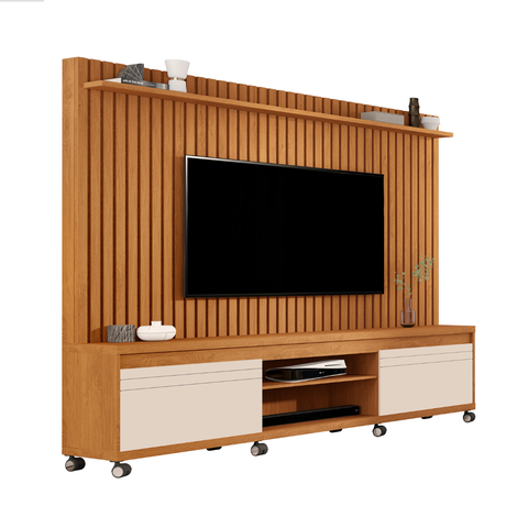 Home Theater para Sala Tv de até 55 Polegadas Pés em Rodizio Ripado Orion - Giga Móveis:nature/off W