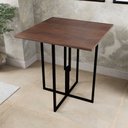 Ver imagem 1 de Mesa Quadrada Industrial 70cm Preta Tampo Madeira Imbuia